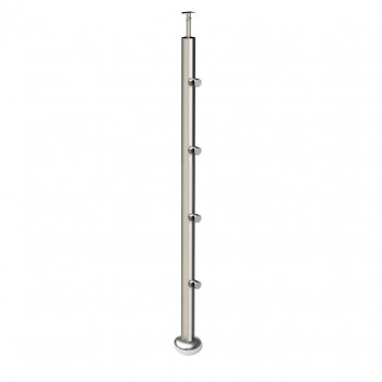 Стойка Inoxstore круглая Ø 38,1х950 мм, с 4-я ригелями, полированная, AISI 304