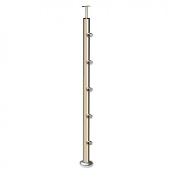 Стойка Inoxstore круглая Ø 38,1х950 мм, с 5 ригелями сатинированная, AISI 304